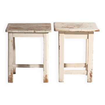 Tables de chevet anciennes en bois de pin – Europe centrale, vers 1940 #12