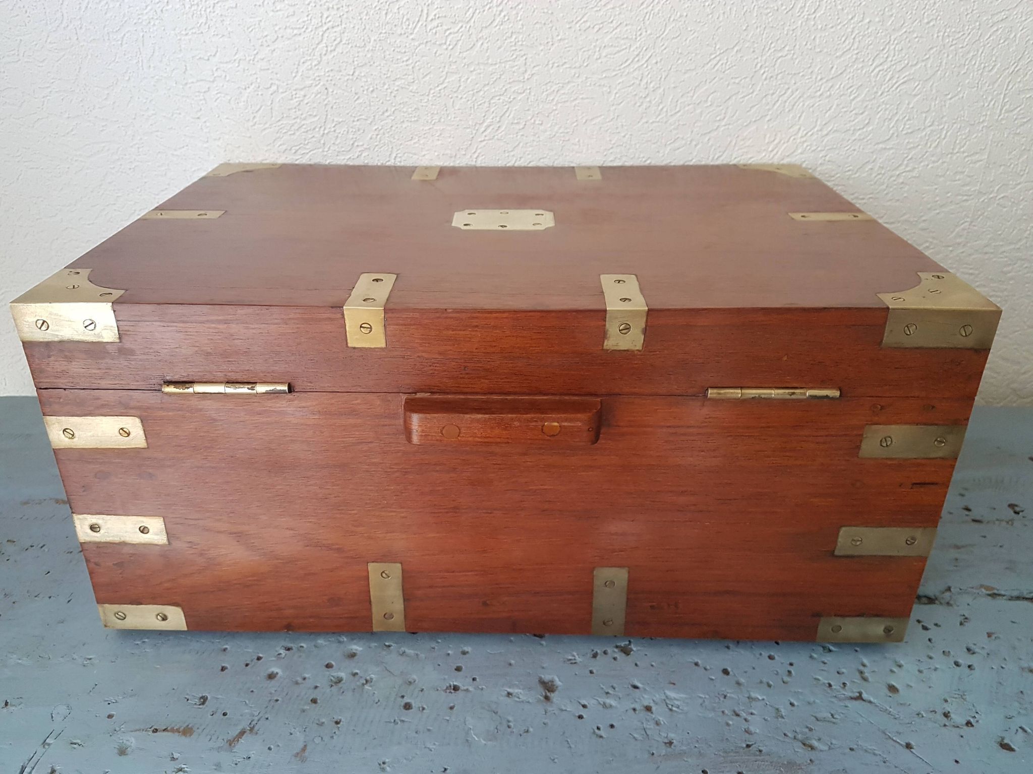 Marine trunk travel cabinet period 19th wood and brass