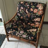 Faux bamboo chair with cushion