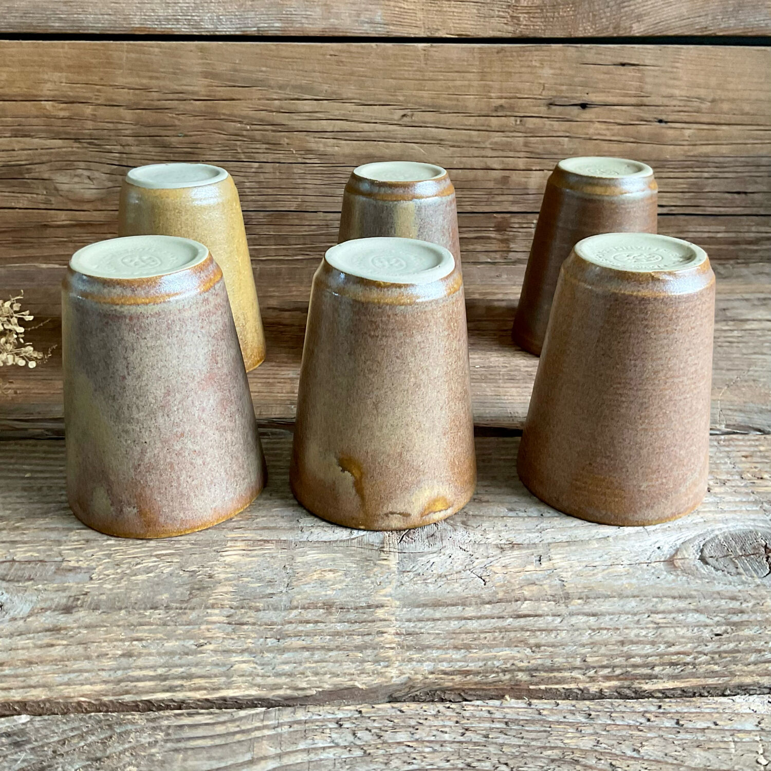 6 stoneware cups Digoin France