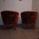 Pair of Neo-Art Deco gondola armchairs in vintage solid wood from the 1980s.