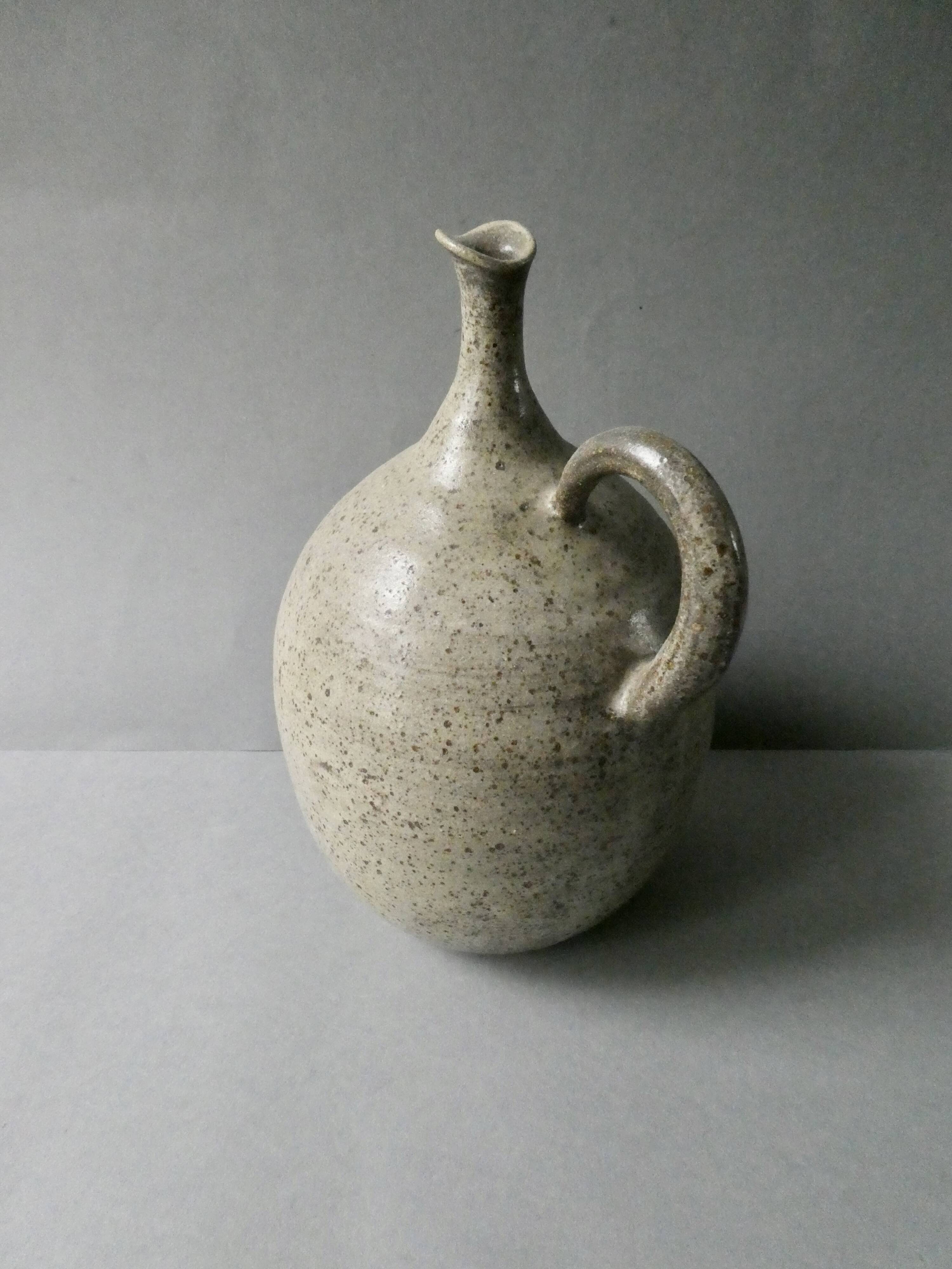 Stoneware pitcher vase with a very thin neck, circa 1970