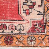 Antique Red Tan Beige Turkish Vintage Rug, 130x247Cm