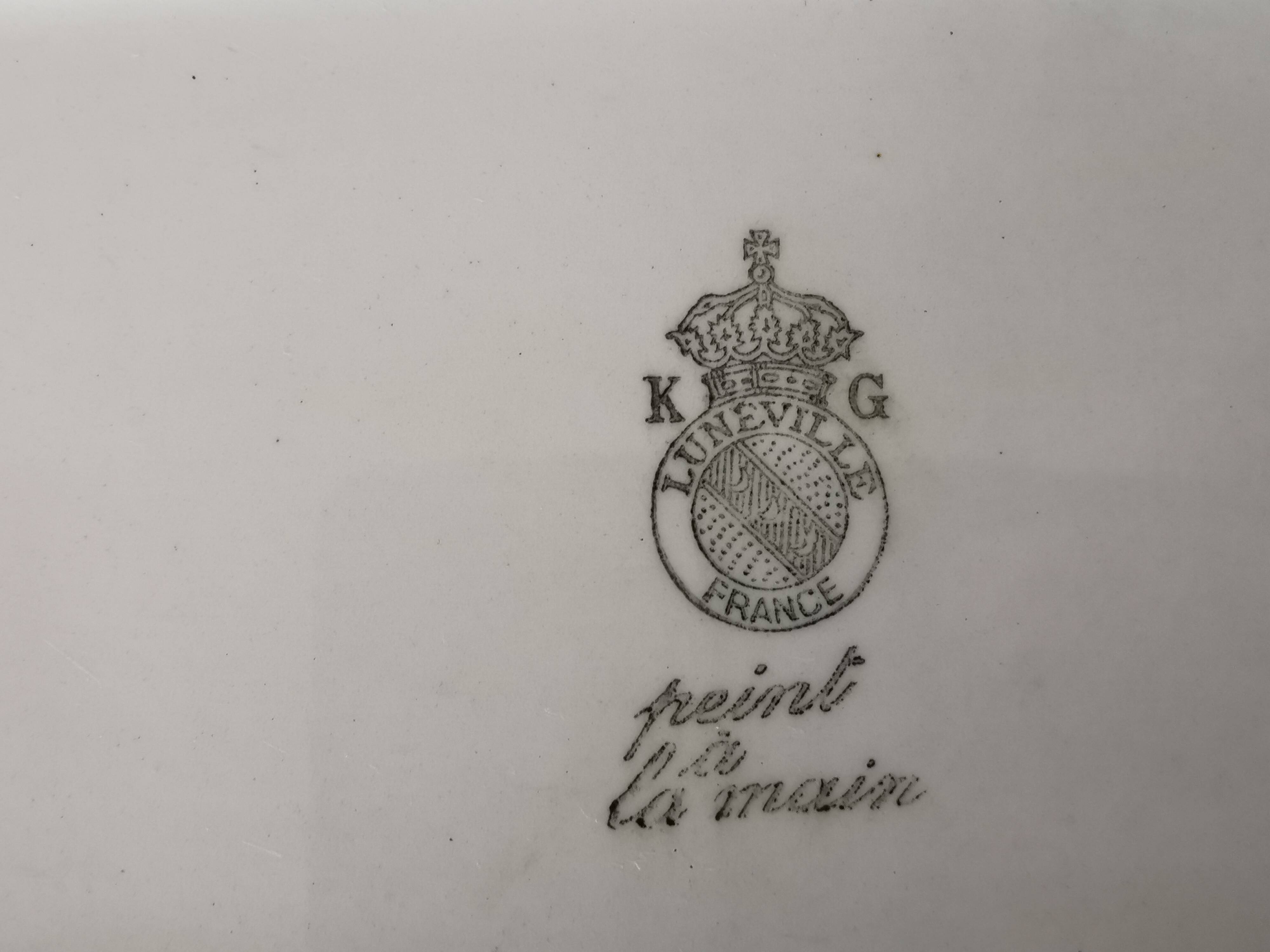 Lunéville rectangular dish/dish with green and yellow geometric pattern