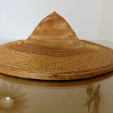 Asian braided wicker hat 70s