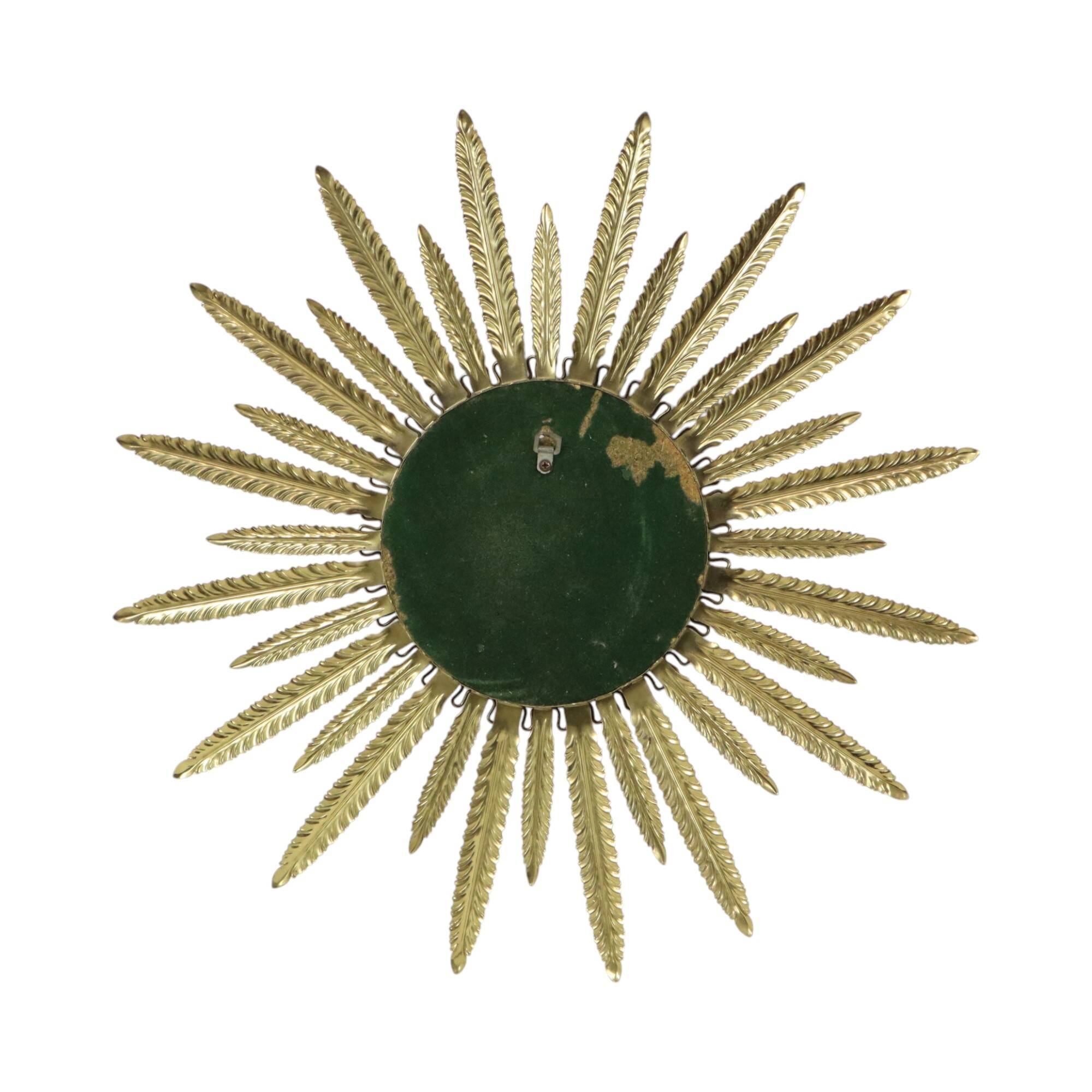 Mid Century Copper Plated Metal Sun Mirror Deknudt Convex 55cm