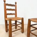 Vintage wooden chair with rush seating