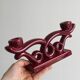 Vintage burgundy red ceramic candlestick