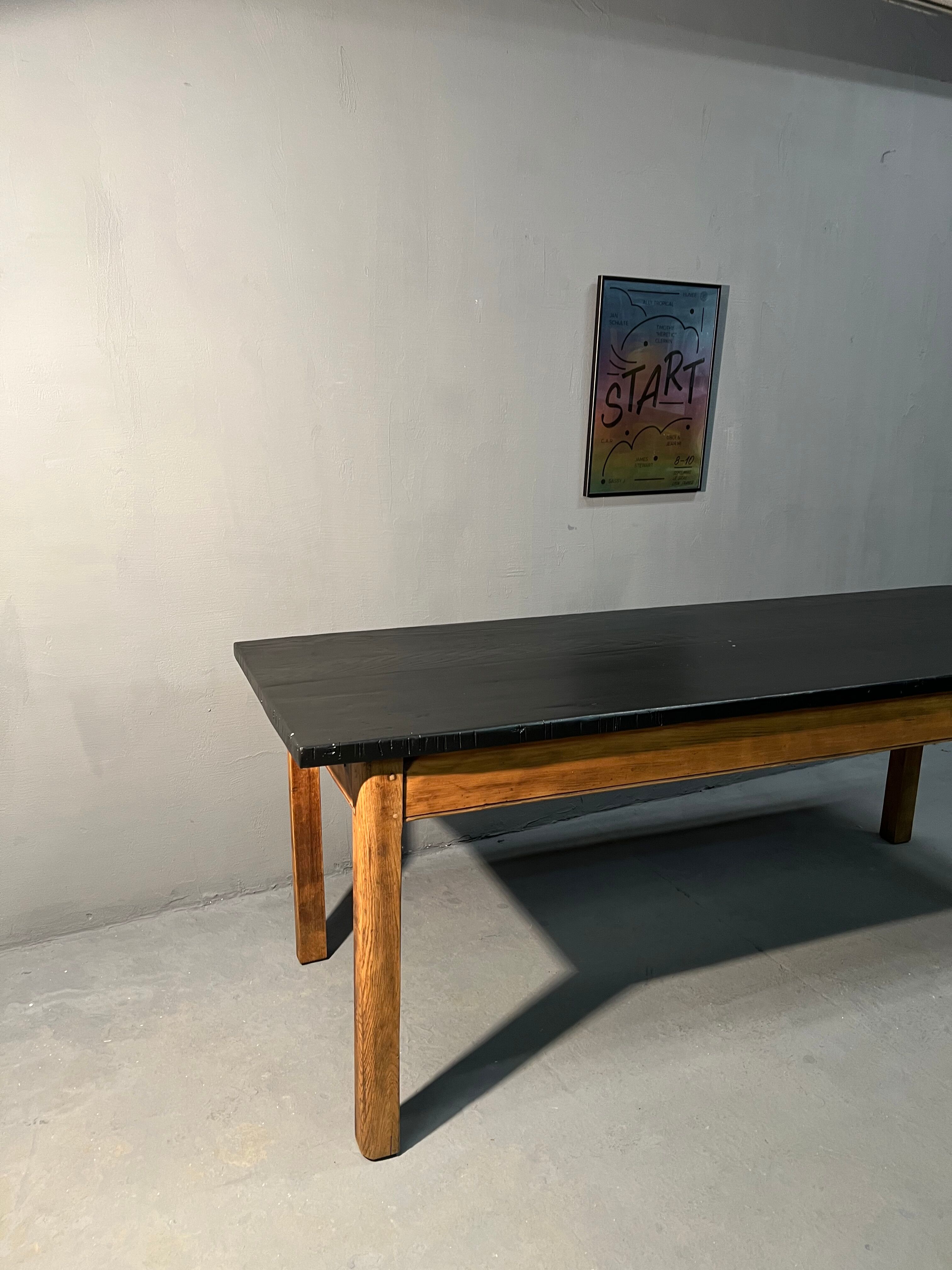 Farmhouse table, black top