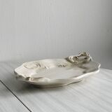 Tray, old dish with handles and relief patterns.