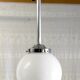 Suspension métal chromé et globe opaline blanc, années 50/60
