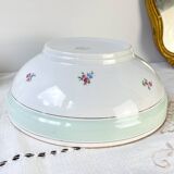 Saladier porcelaine vintage fleuri blanche verte SALINS 66 de 1950s