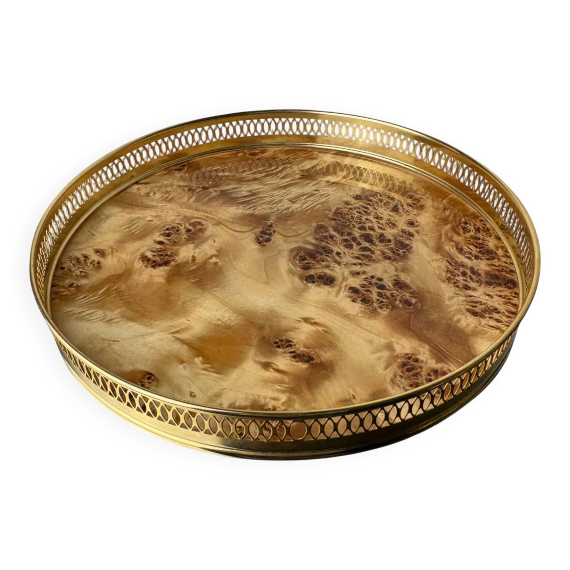 Aldo Tura style tray in Lucite burl wood, Italy, circa 1970
