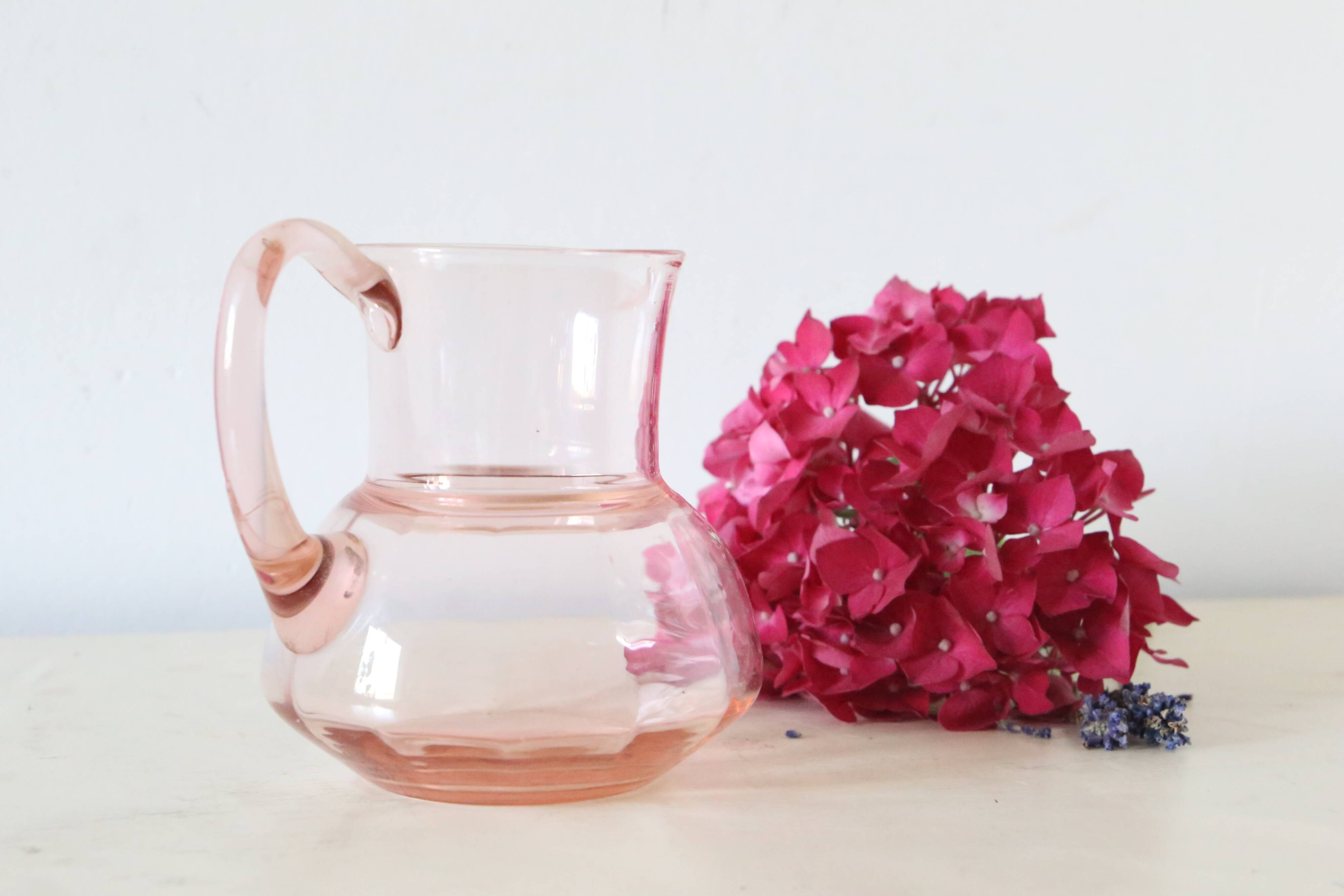 Antique pink glass pitcher