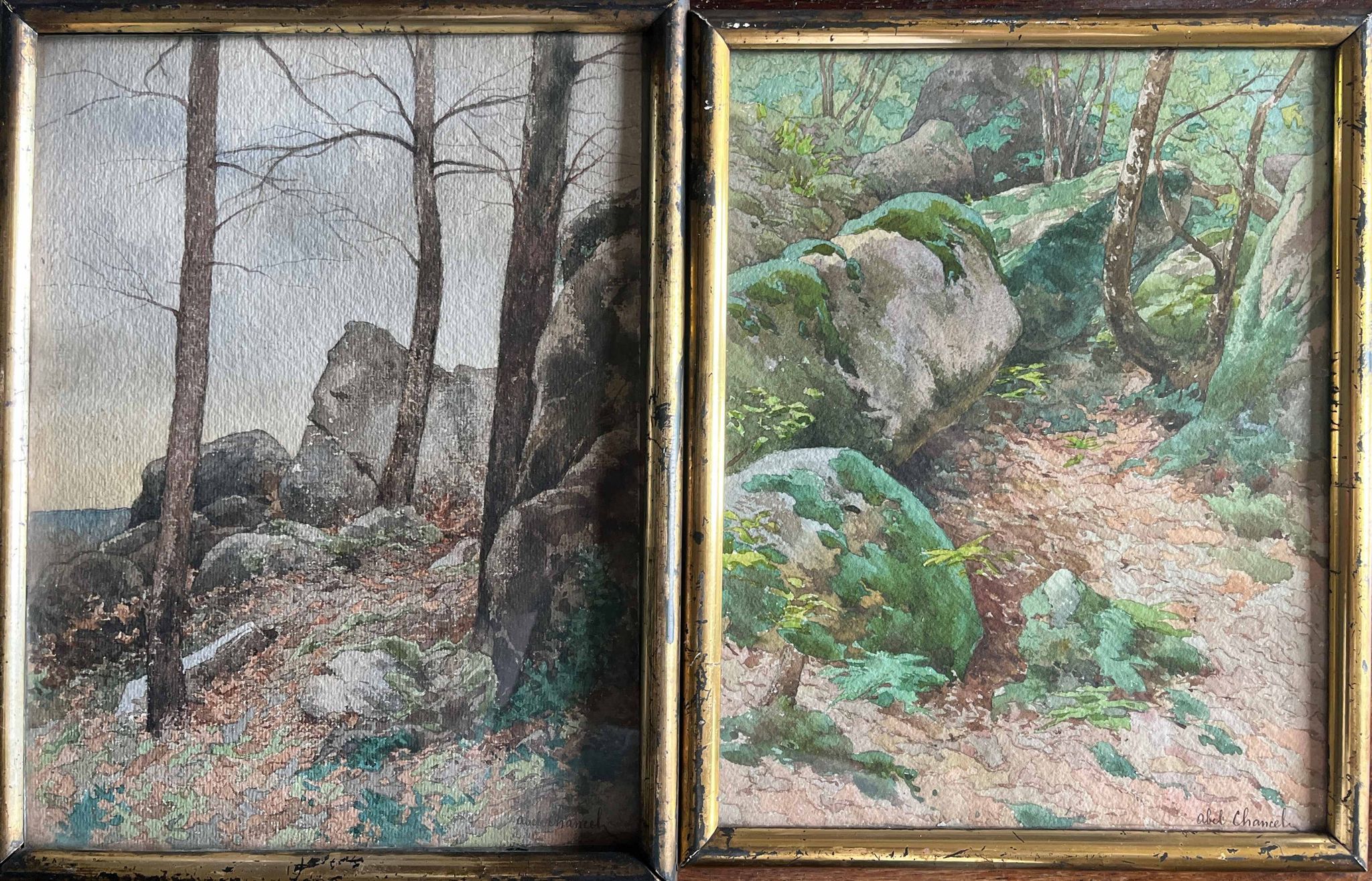 Table 2x Watercolours by Abel Chancel (1847-1917) School of Fontainebleau