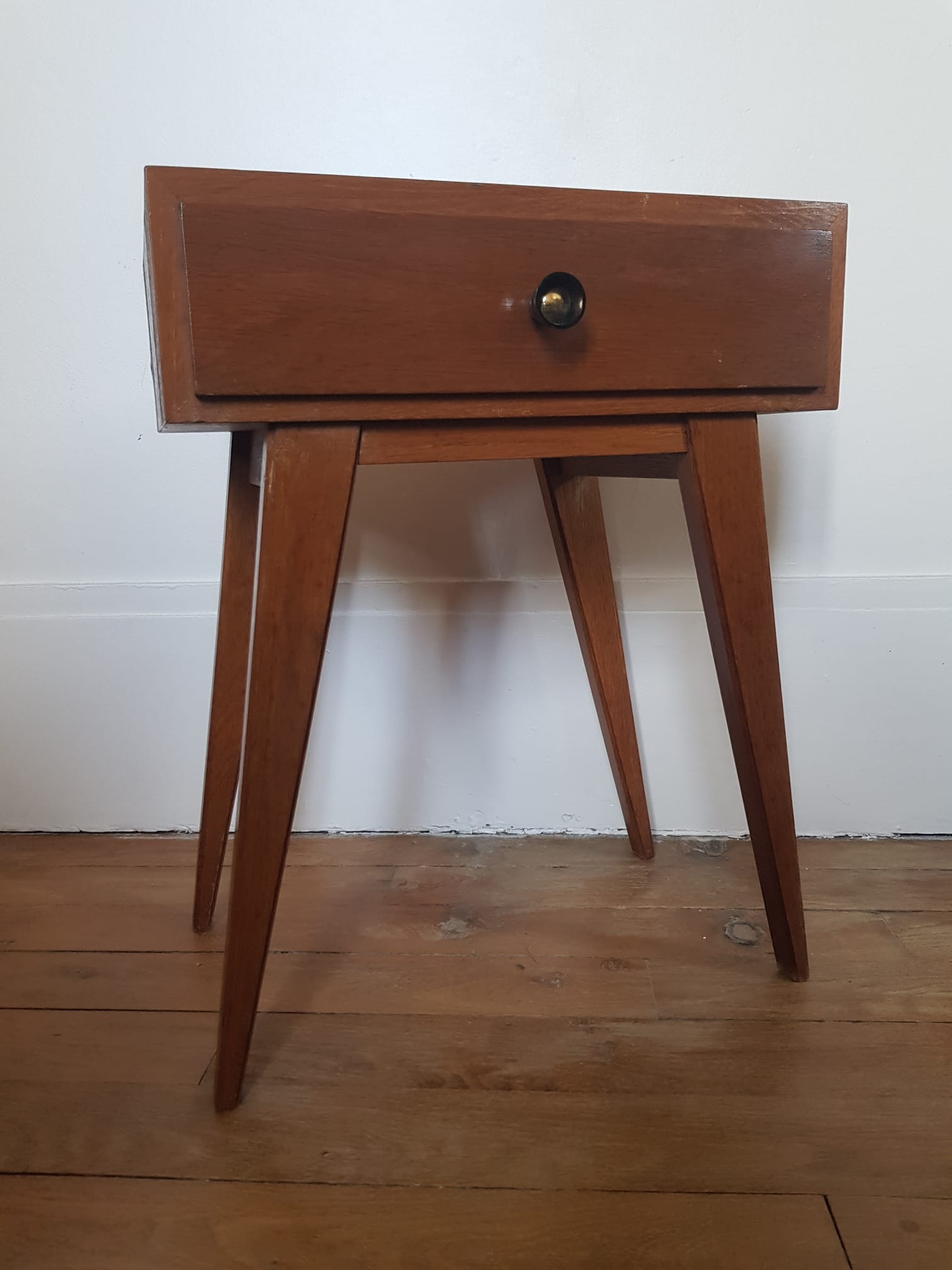 Wooden bedside table compass foot