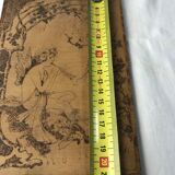 Art Nouveau panel in pyrograved wood signed Houal