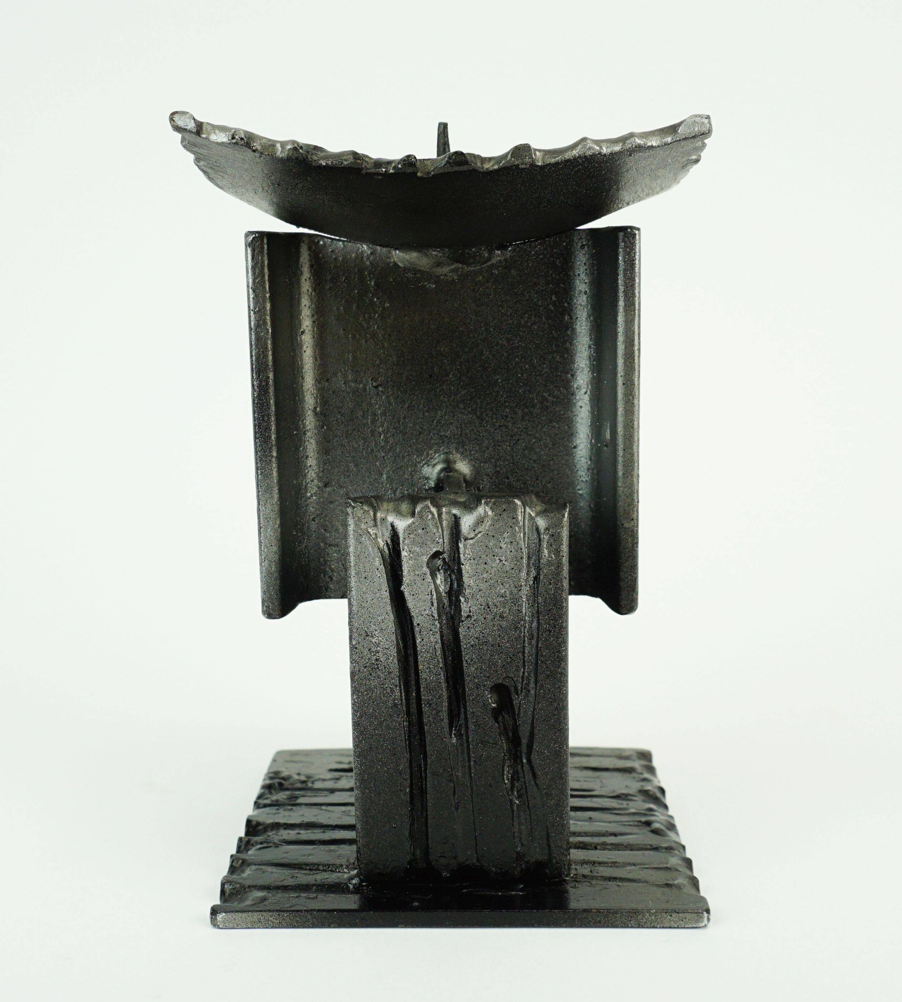 Mid century modern brutalist design iron candle holder