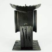 Mid century modern brutalist design iron candle holder