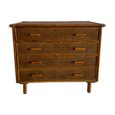 Commode  vintage en rotin et cannage