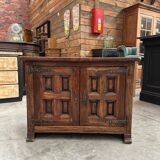 Brutalist furniture with 2 doors in elm.