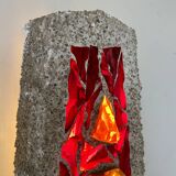 XL "stained glass" wall sconce, glass and cement, Sweden 1950