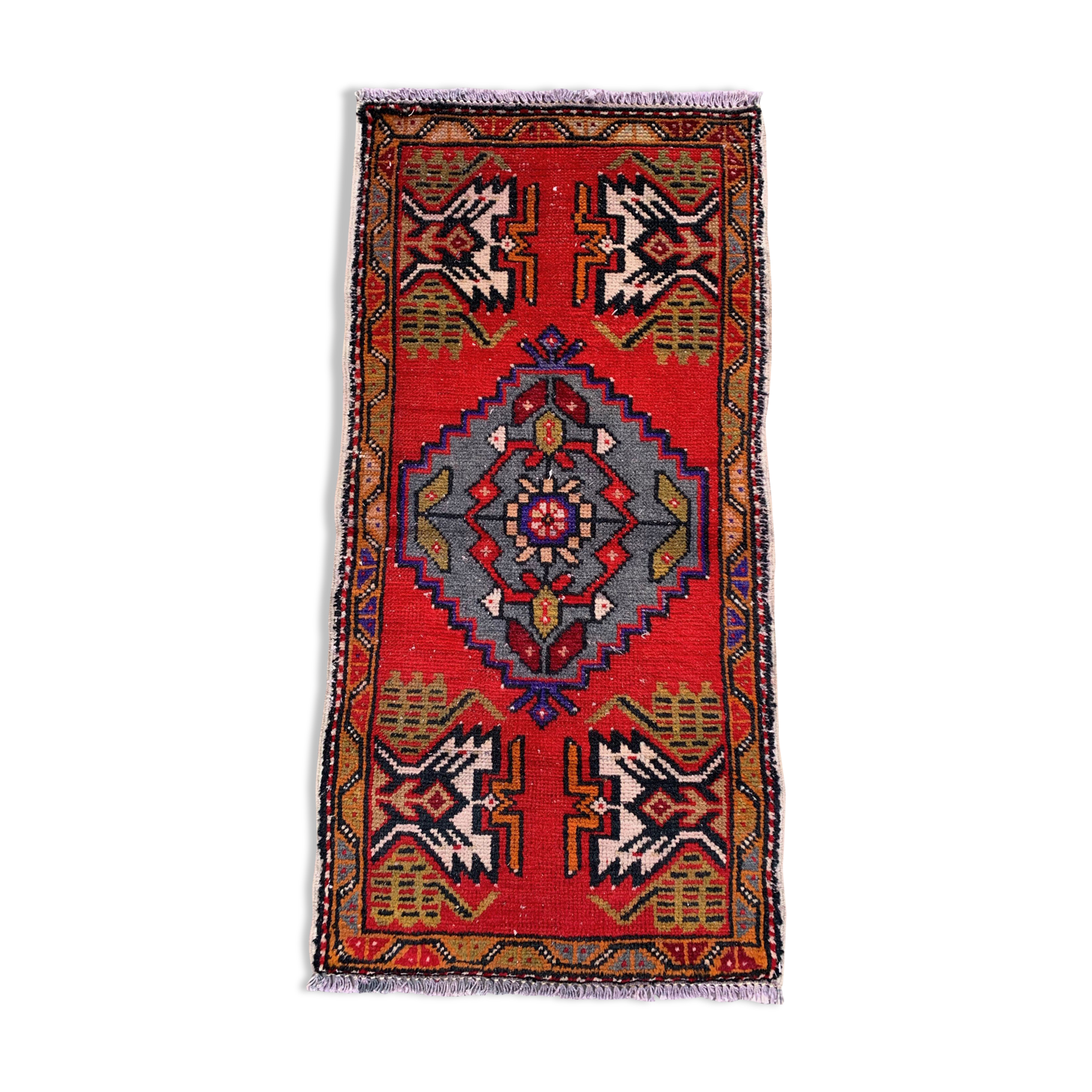Small Vintage Turkish Rug 103x51 cm, Short Runner, Tribal, Shabby Chic