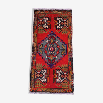 Small Vintage Turkish Rug 103x51 cm, Short Runner, Tribal, Shabby Chic