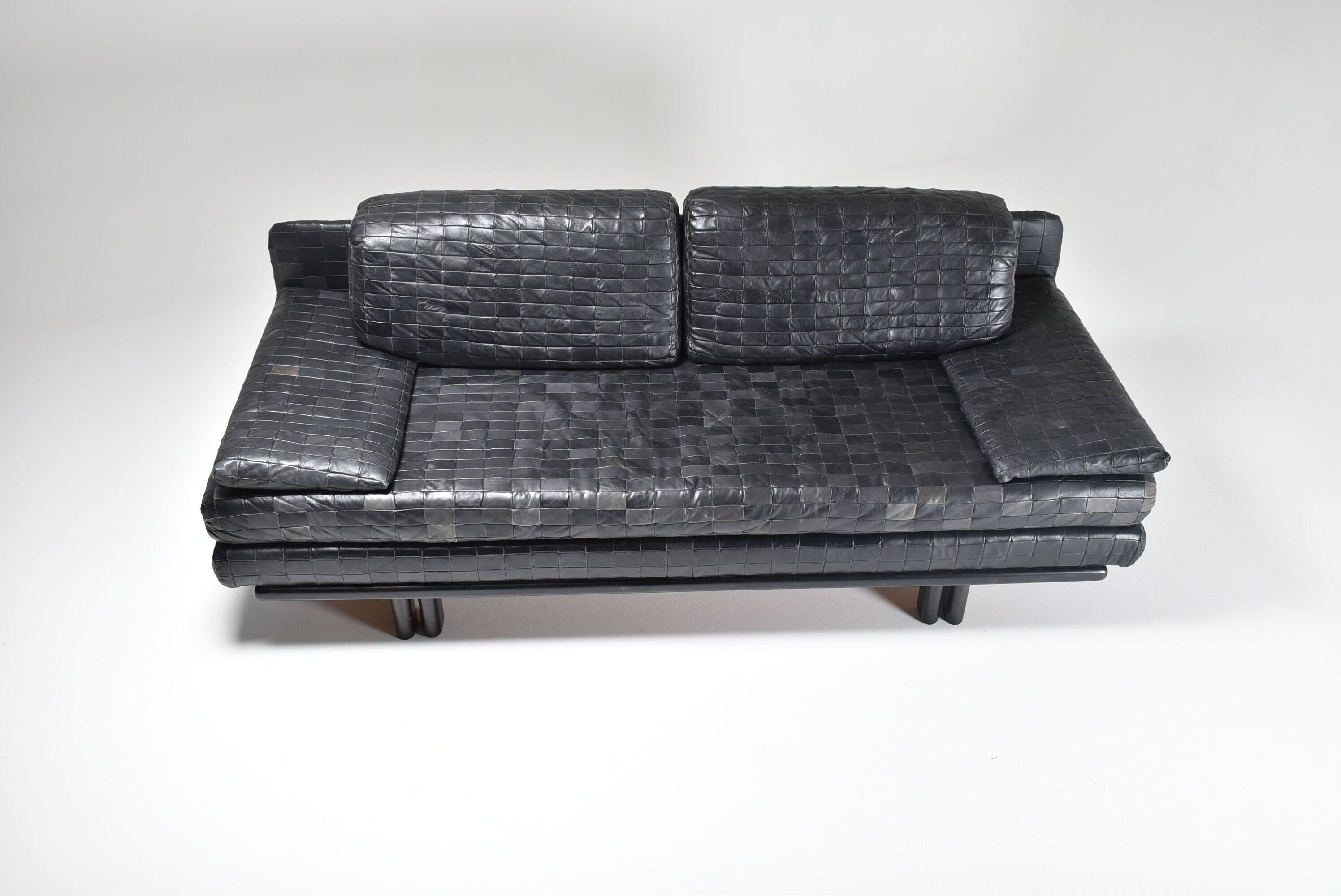 Convertible leather patchwork sofa