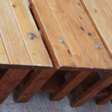 Vintage solid pine table and benches
