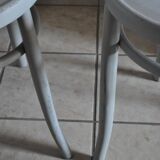 Pair of Lichtig bistro chairs in painted grey beech, pressed seat, circa 1900.