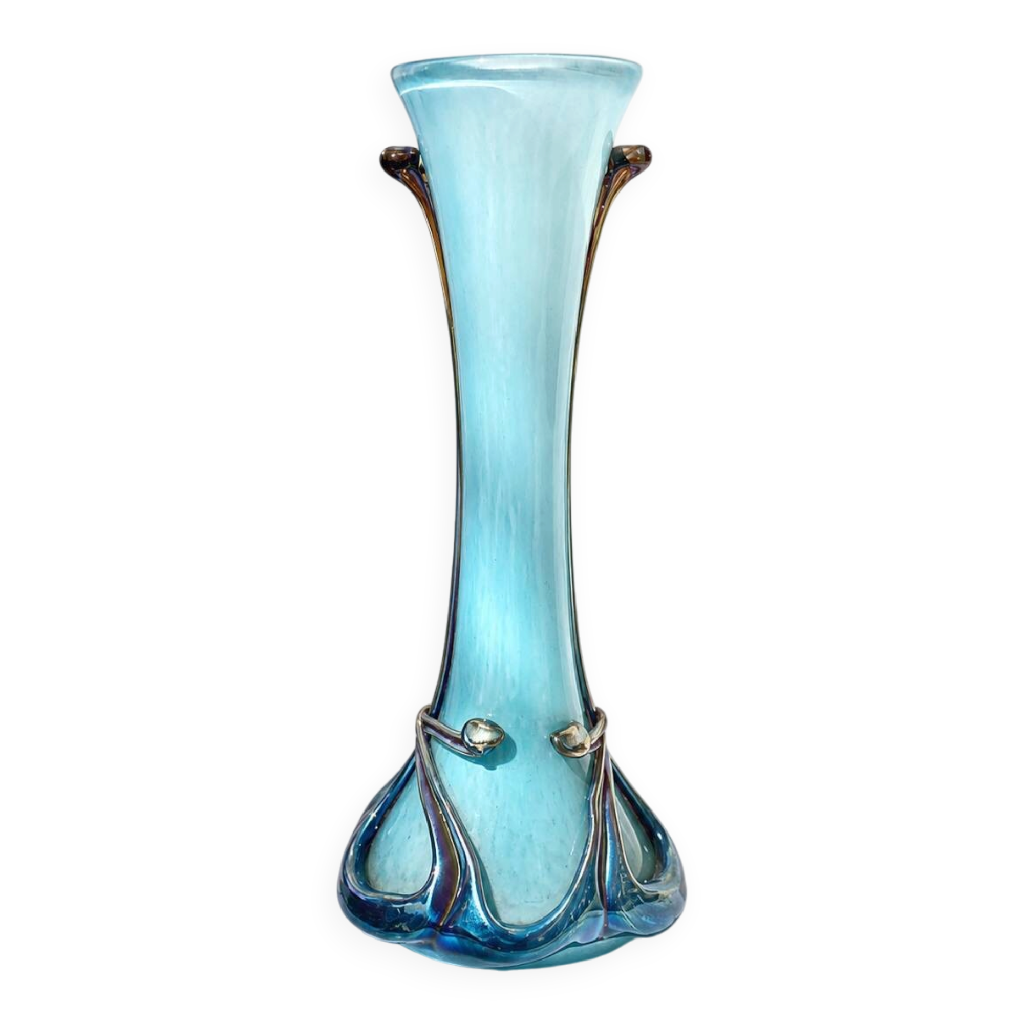 Biot vase, blown glass, signed Silice Création JM Operto.