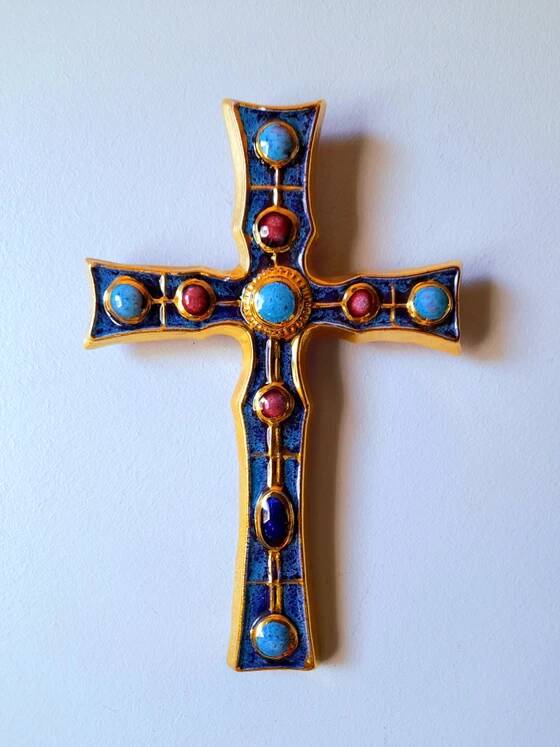 Enamelled Ceramic Cross François Lembo