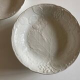 Set de 6 assiettes calotte en faïence anglaise Burleigh Davenport relief feuille de vigne et fraise