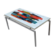 Vintage chrome coffee table and ceramic abstract drawing by Denisco, Belgium, 1970s
