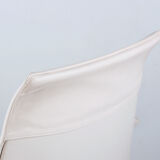 Danish armchair in White Leather and Steel, model FK 6725 or "Tulip chair" by Preben Fabricius.