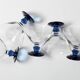 Set of 5 Mid-Century Blue Crystal Stem Coupes / Luigi Bormioli / Parma 1980