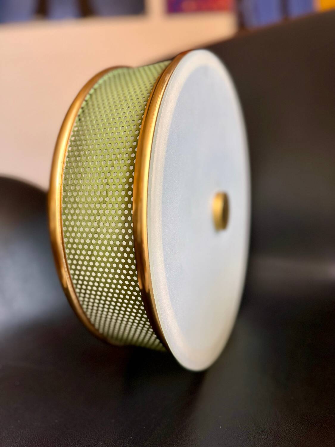 Lunel ceiling light / Porthole / Brass, perforated metal and glass