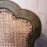 19th century Japanese armchair in green lacquer and cane