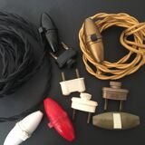 Terracotta lamp, string blinds, cable and vintage switch