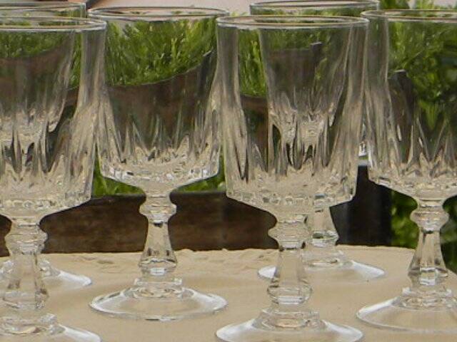 Set of 6 crystal water glasses from arques. louvre model.