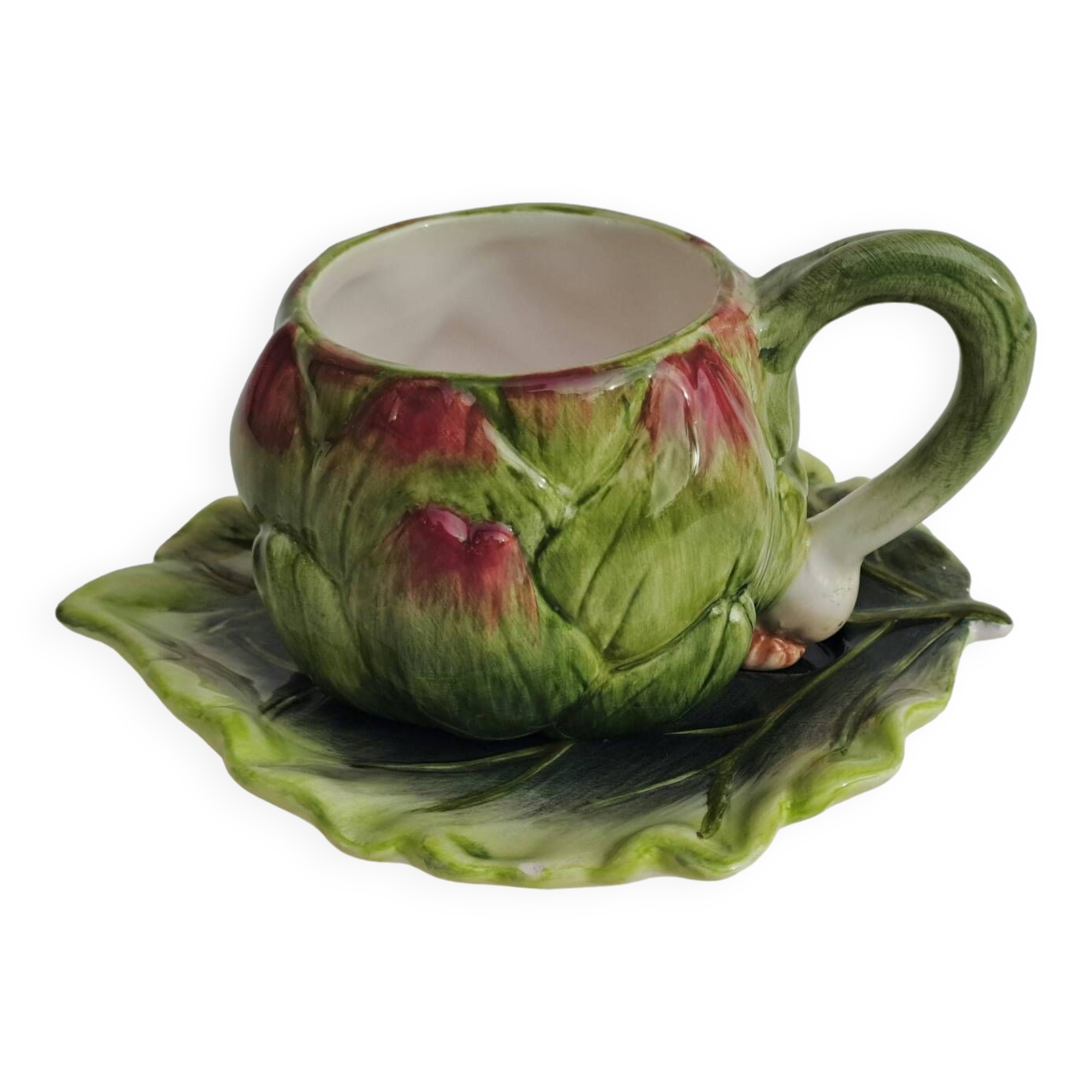 Slush cup and saucer in the shape of an artichoke