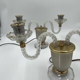 Paire de Lampe Candélabre en Cristal - Val d’Andelle