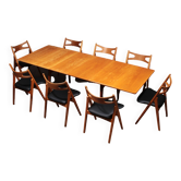 Complete Dining Room Set: 8 Teak CH-29 Sawbuck Chairs & AT 310 Table