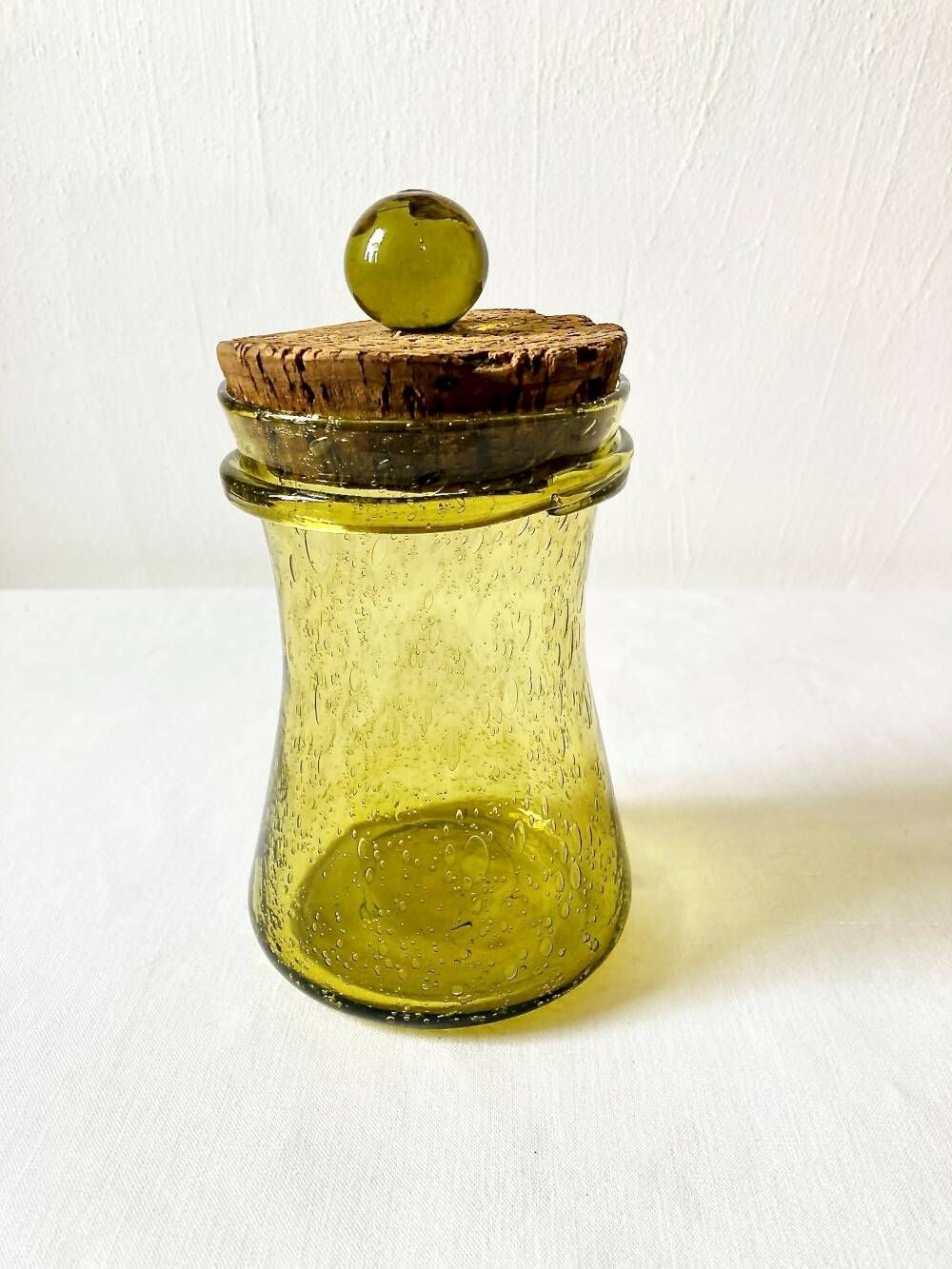 Bubble glass jar with lid, Biot glassware