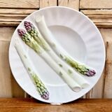 3 assiettes à asperges barbotine Luneville