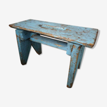 Brocante wooden bench stool etagere light blue