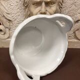 White enameled ceramic cachepot with woven wicker decoration
