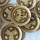 8 Sarreguemines stoneware dessert plates, Chamonix model, very good condition