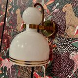 Large glass and metal wall light Scandinavian design 1960.